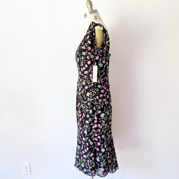 Nanette Lepore Floral Midi Dress - Black and Pink - Picture 3 of 8